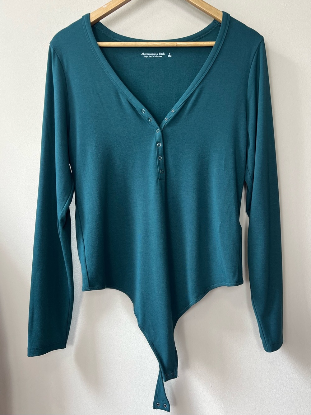 Abercrombie & Fitch Soft A&F Collection Long Sleeve Henley Bodysuit Green Size L